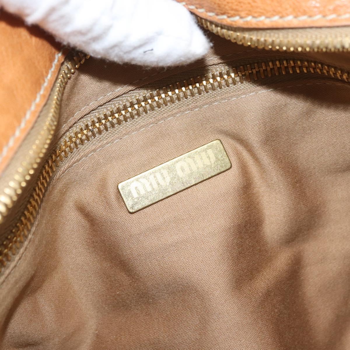 Miu Miu Bamboo Hand Bag Leather 2way Brown Gold Auth 174060A