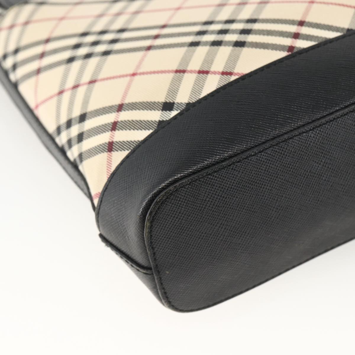 BURBERRY Nova Check Shoulder Bag Canvas Beige Black Silver Auth 174064