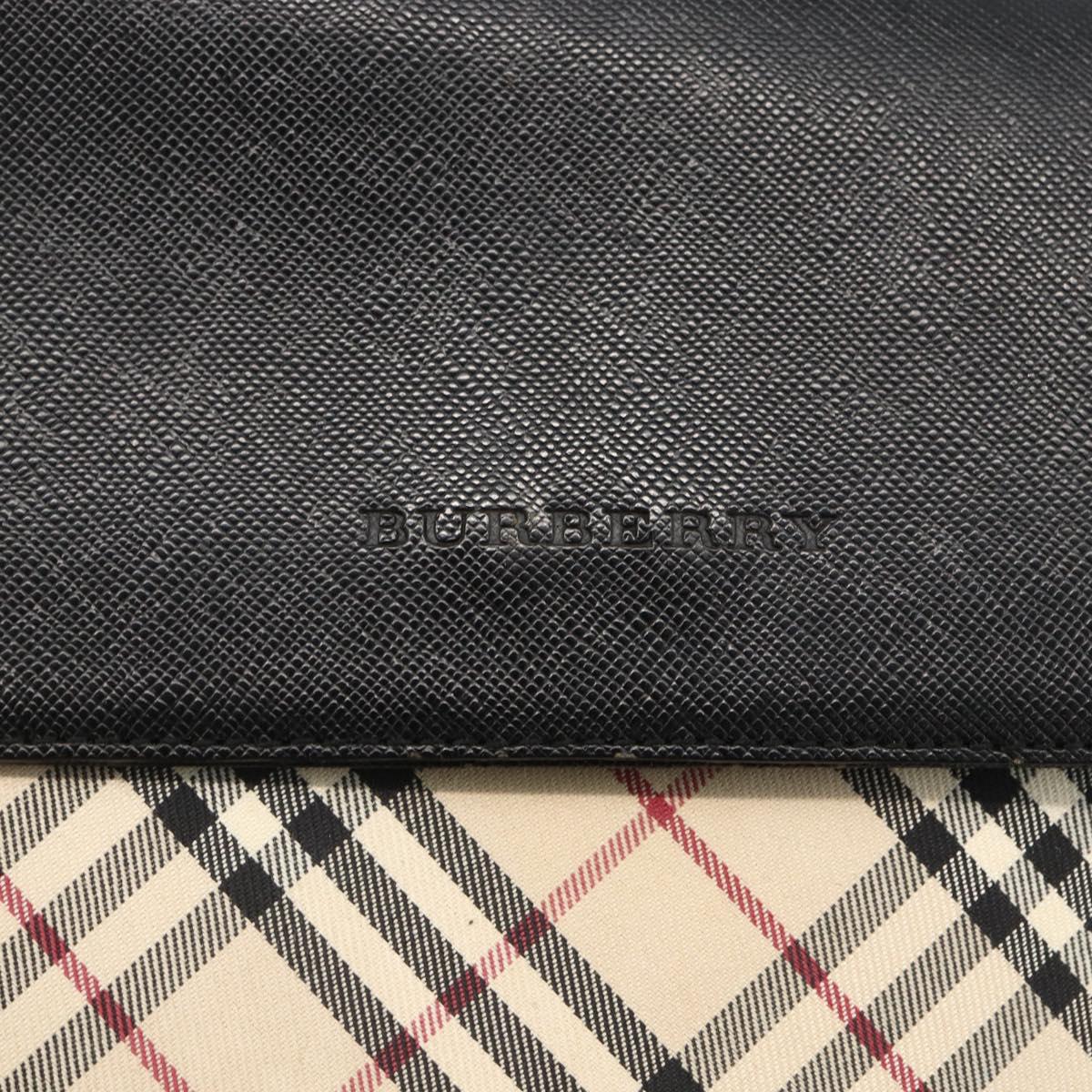 BURBERRY Nova Check Shoulder Bag Canvas Beige Black Silver Auth 174064