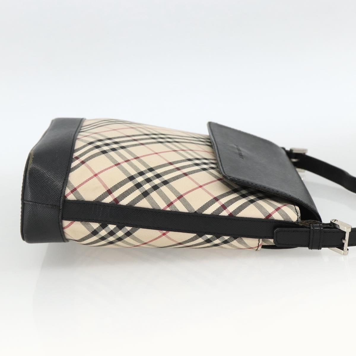 BURBERRY Nova Check Shoulder Bag Canvas Beige Black Silver Auth 174064