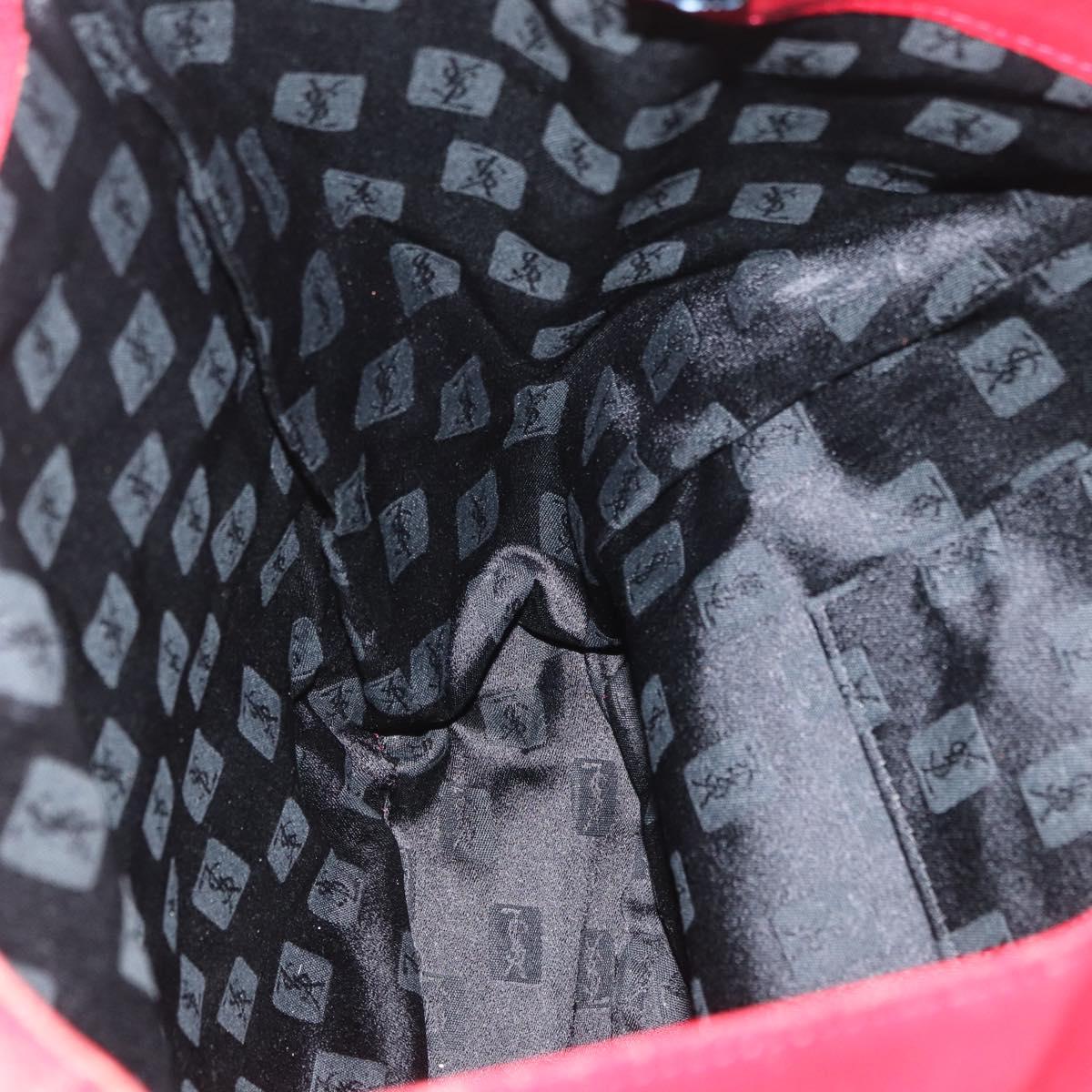 SAINT LAURENT Tote Bag PVC Leather Gray Red gold Auth 174066