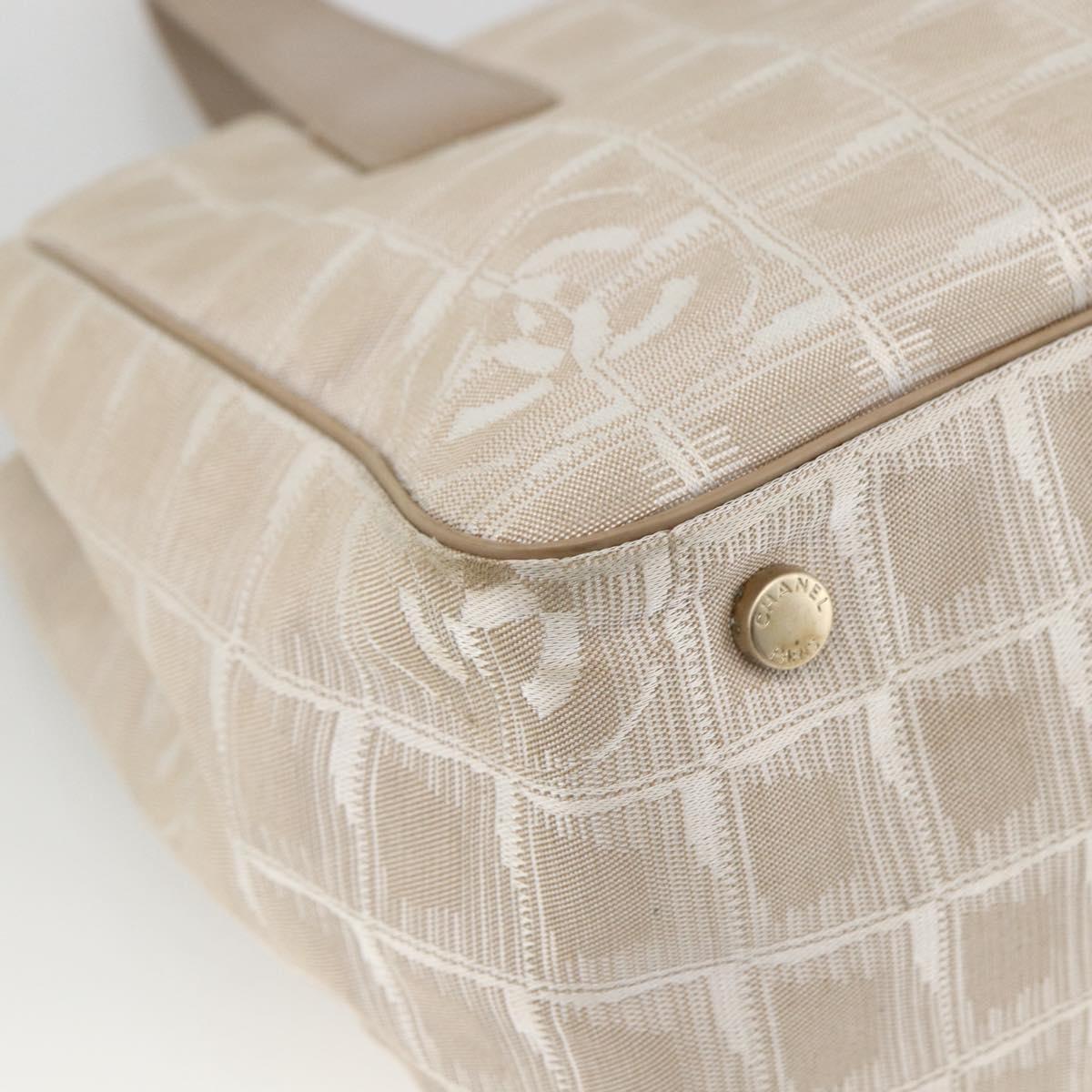 CHANEL New Travel Line Tote Bag Beige CC Auth 174068