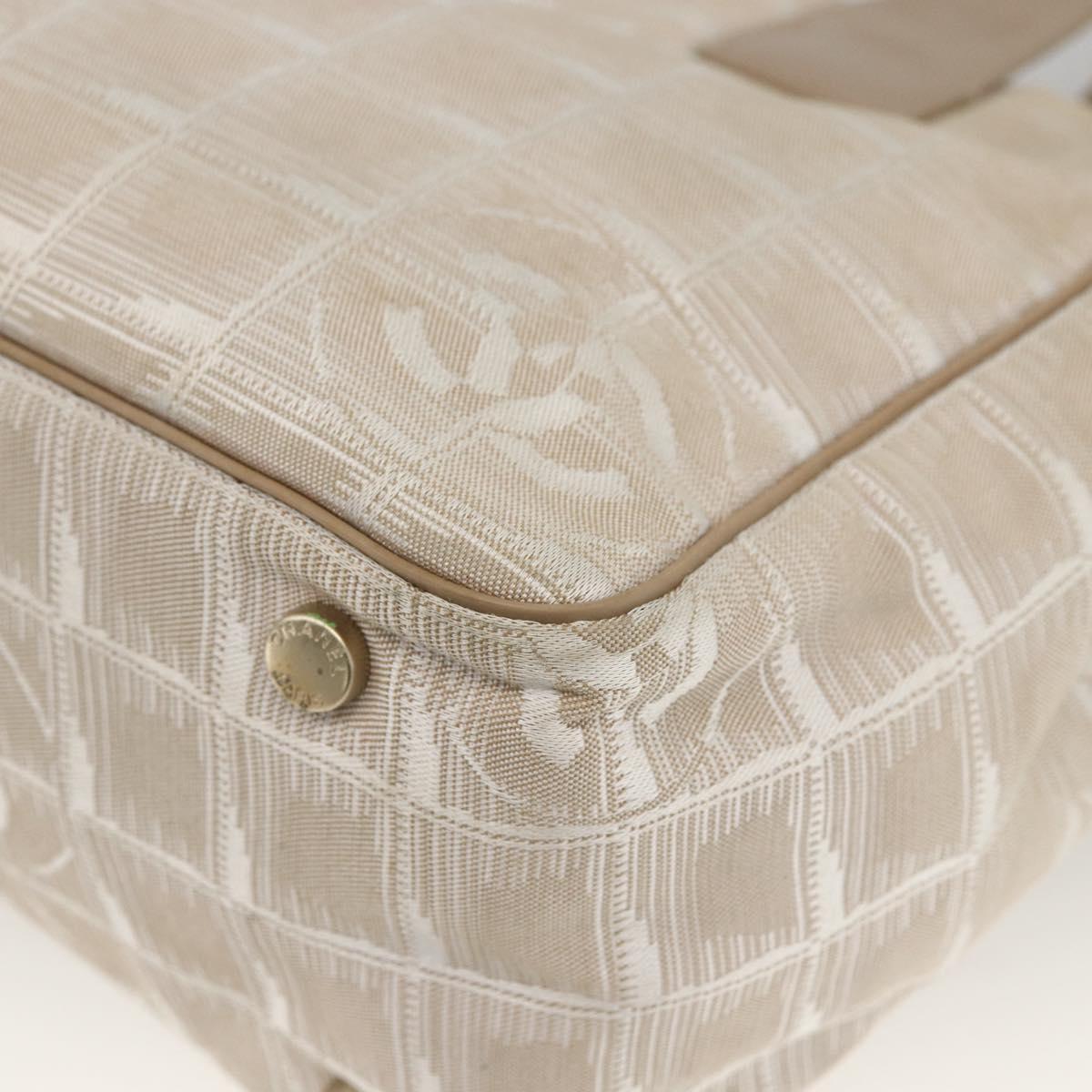 CHANEL New Travel Line Tote Bag Beige CC Auth 174068