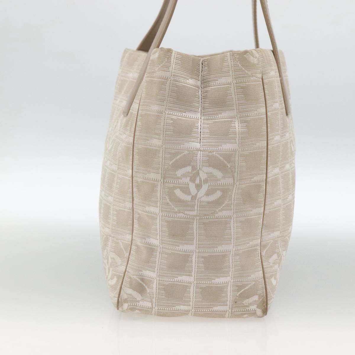 CHANEL New Travel Line Tote Bag Beige CC Auth 174068