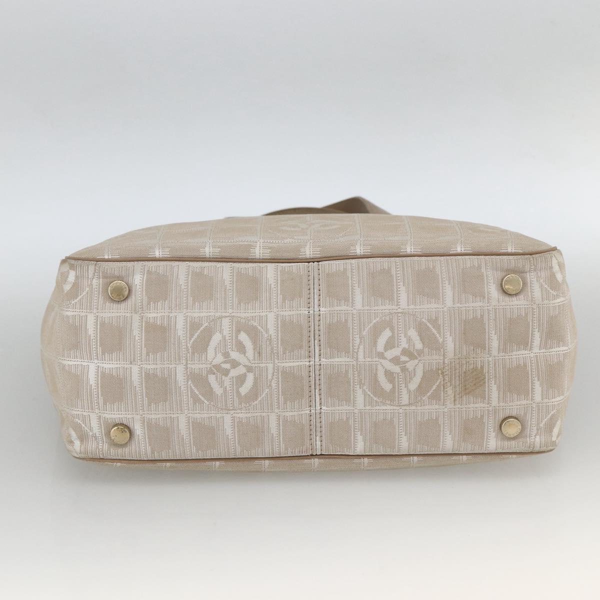 CHANEL New Travel Line Tote Bag Beige CC Auth 174068