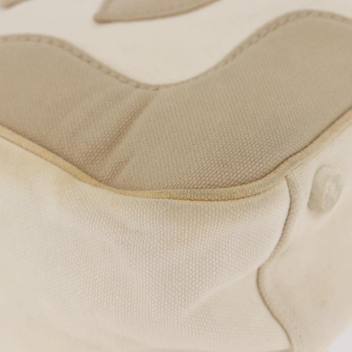 CHANEL Hand Bag Canvas Beige Cream CC Auth 174069A