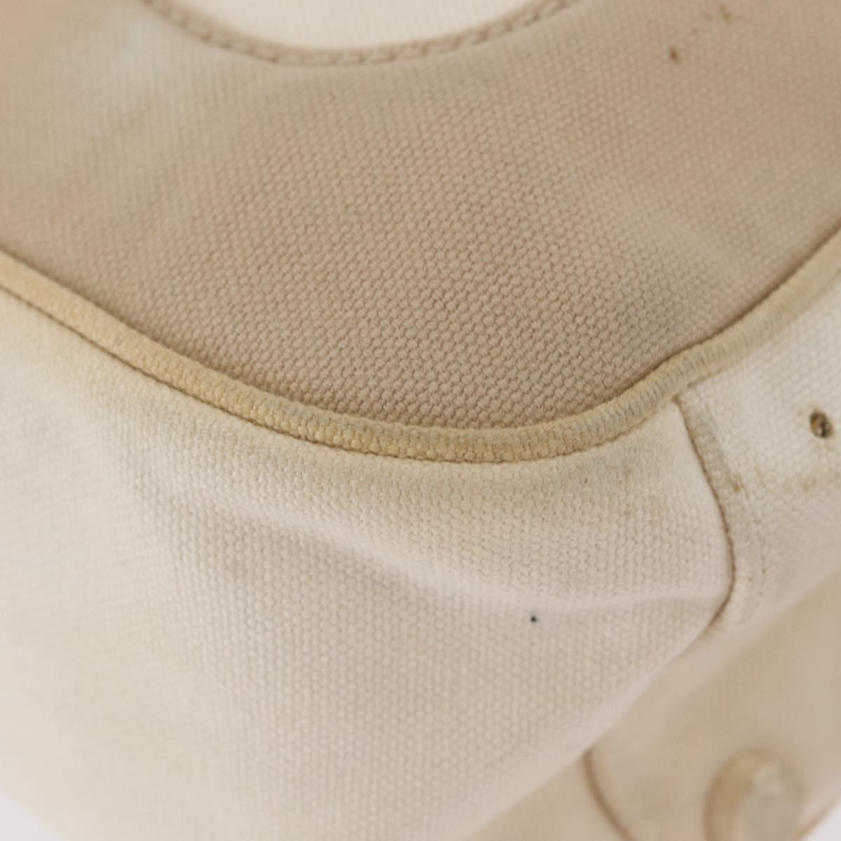 CHANEL Hand Bag Canvas Beige Cream CC Auth 174069A