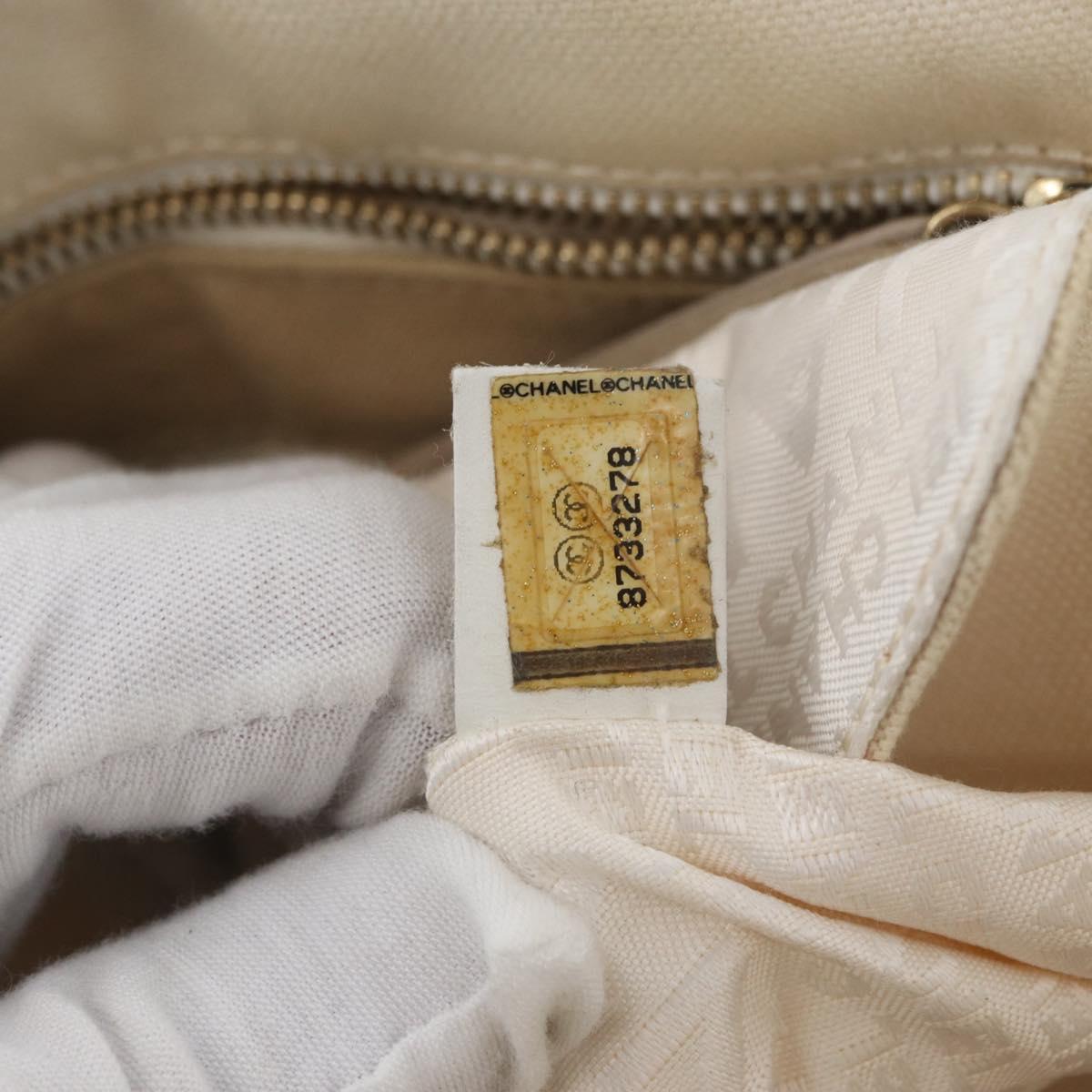 CHANEL Hand Bag Canvas Beige Cream CC Auth 174069A