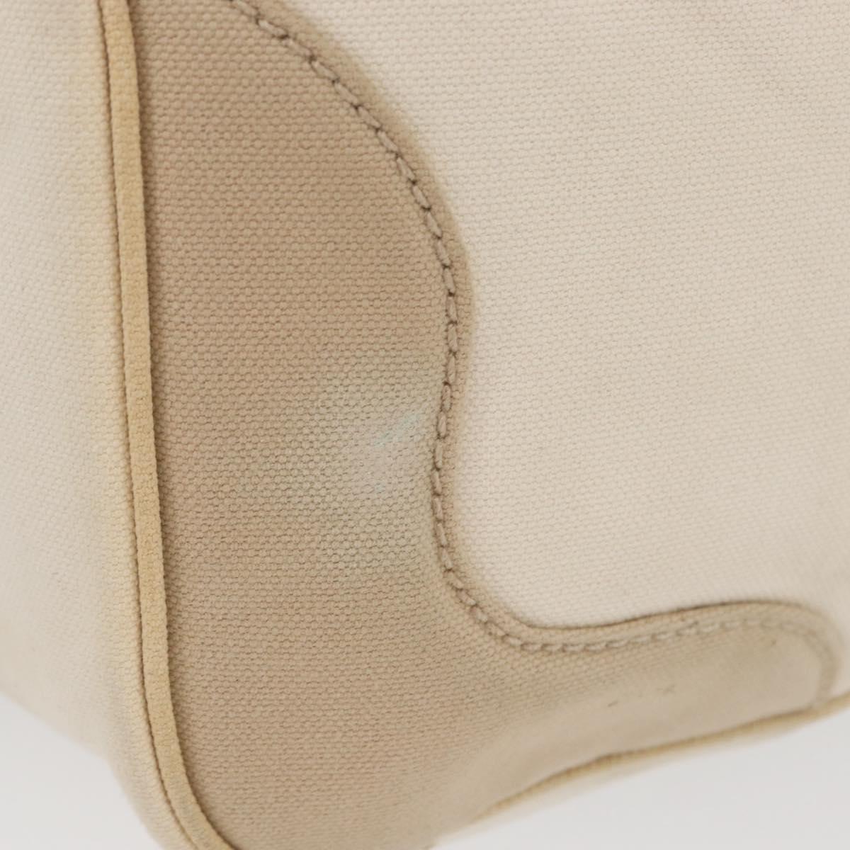 CHANEL Hand Bag Canvas Beige Cream CC Auth 174069A