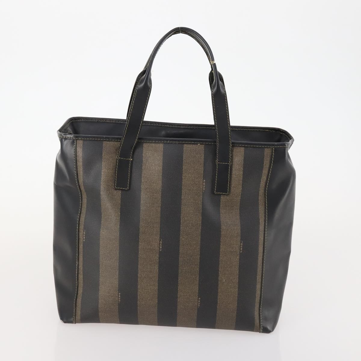 FENDI Pecan Canvas Boston Bag Coated Canvas 4 Set Brown Black Auth 174074