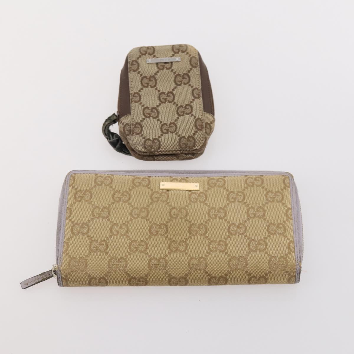 GUCCI GG Supreme Canvas Wallet Clutch Bag PVC 5 Set Beige Auth 174076