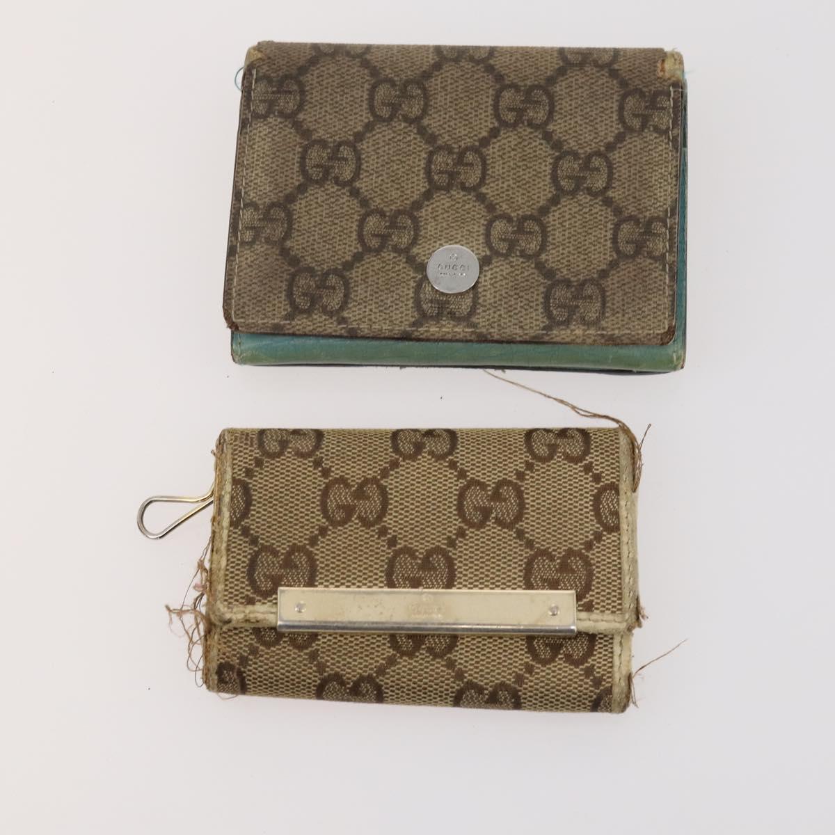 GUCCI GG Supreme Canvas Wallet Clutch Bag PVC 5 Set Beige Auth 174076