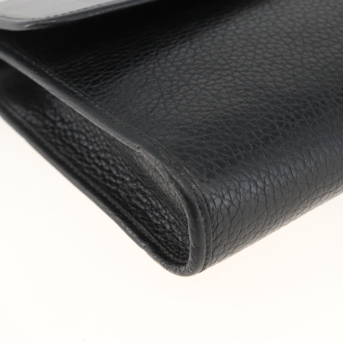 Christian Dior Shoulder Bag Leather Black Gold Auth 174078
