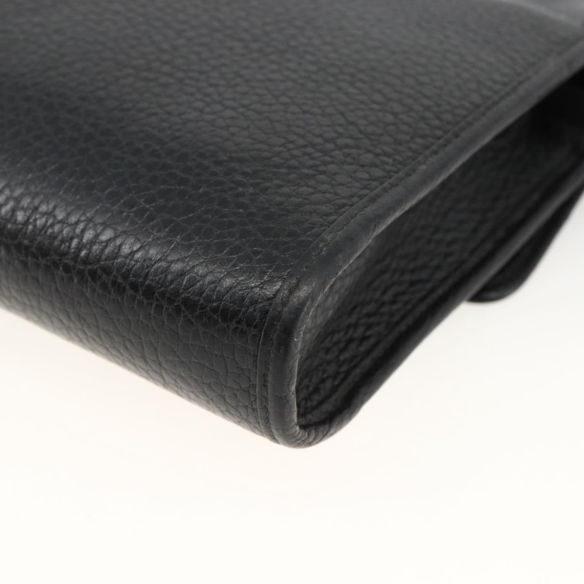 Christian Dior Shoulder Bag Leather Black Gold Auth 174078