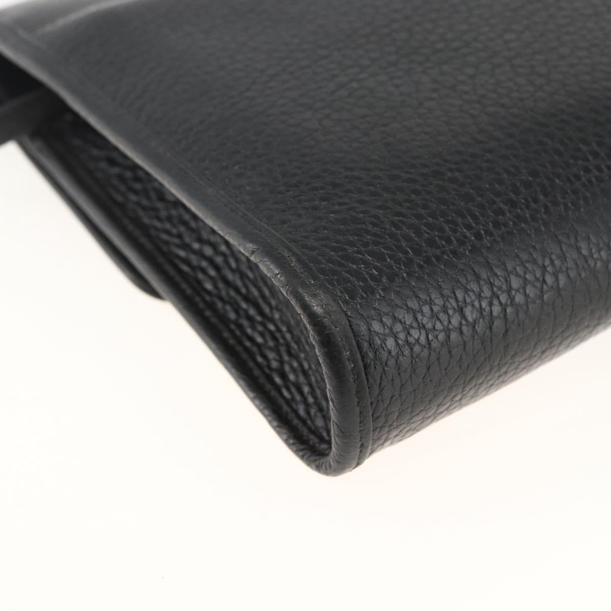 Christian Dior Shoulder Bag Leather Black Gold Auth 174078