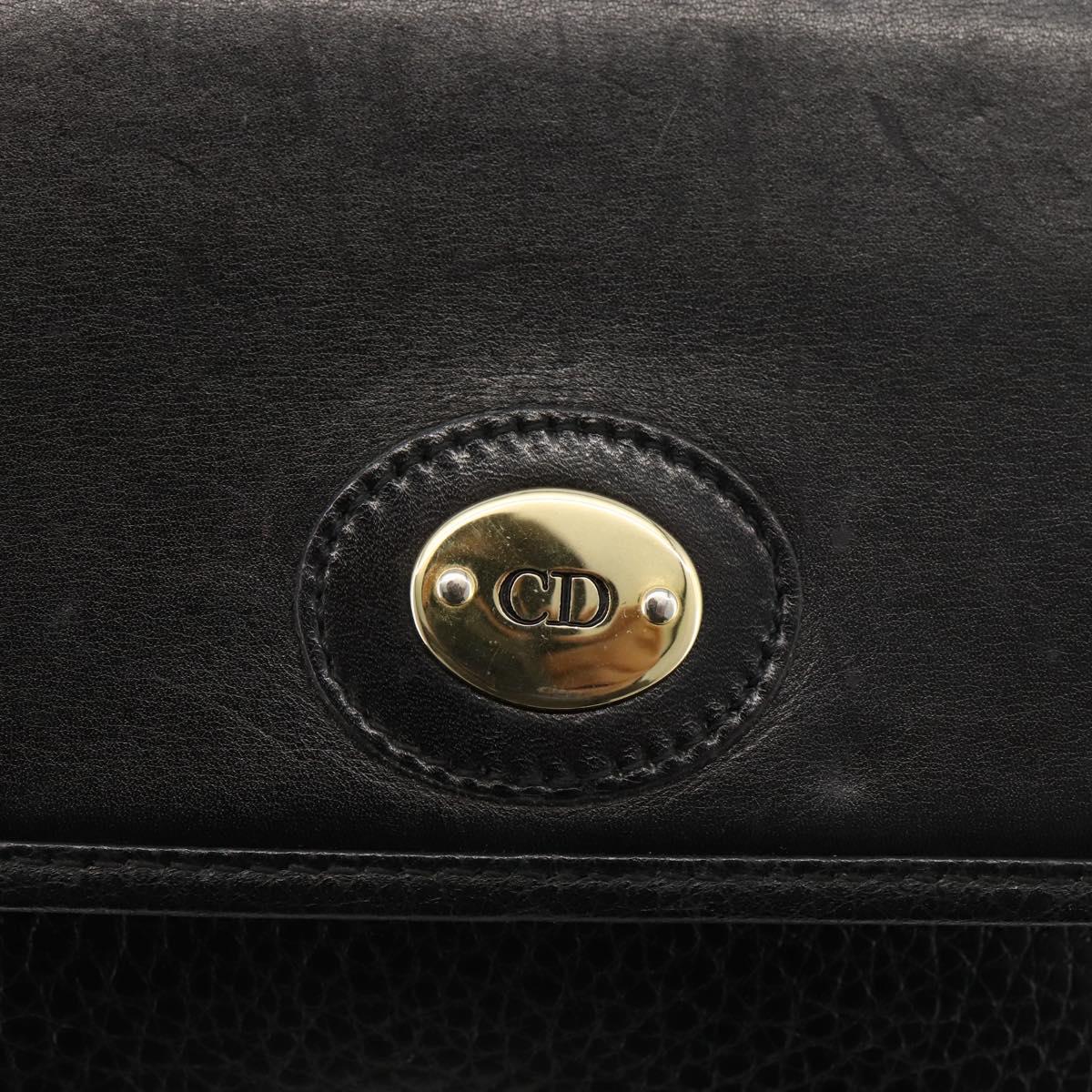 Christian Dior Shoulder Bag Leather Black Gold Auth 174078