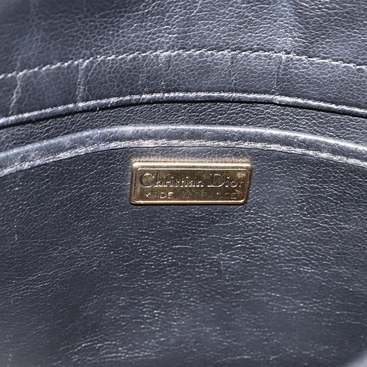 Christian Dior Shoulder Bag Leather Black Gold Auth 174078