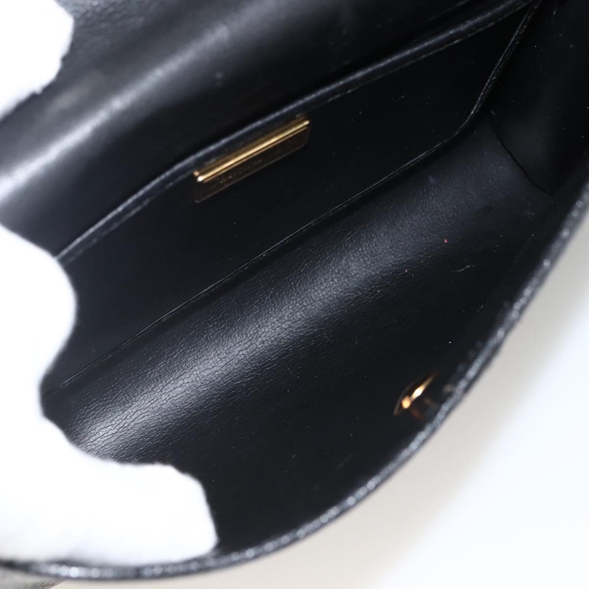 Christian Dior Shoulder Bag Leather Black Gold Auth 174078