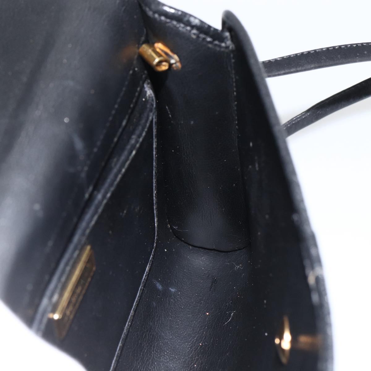 Christian Dior Shoulder Bag Leather Black Gold Auth 174078