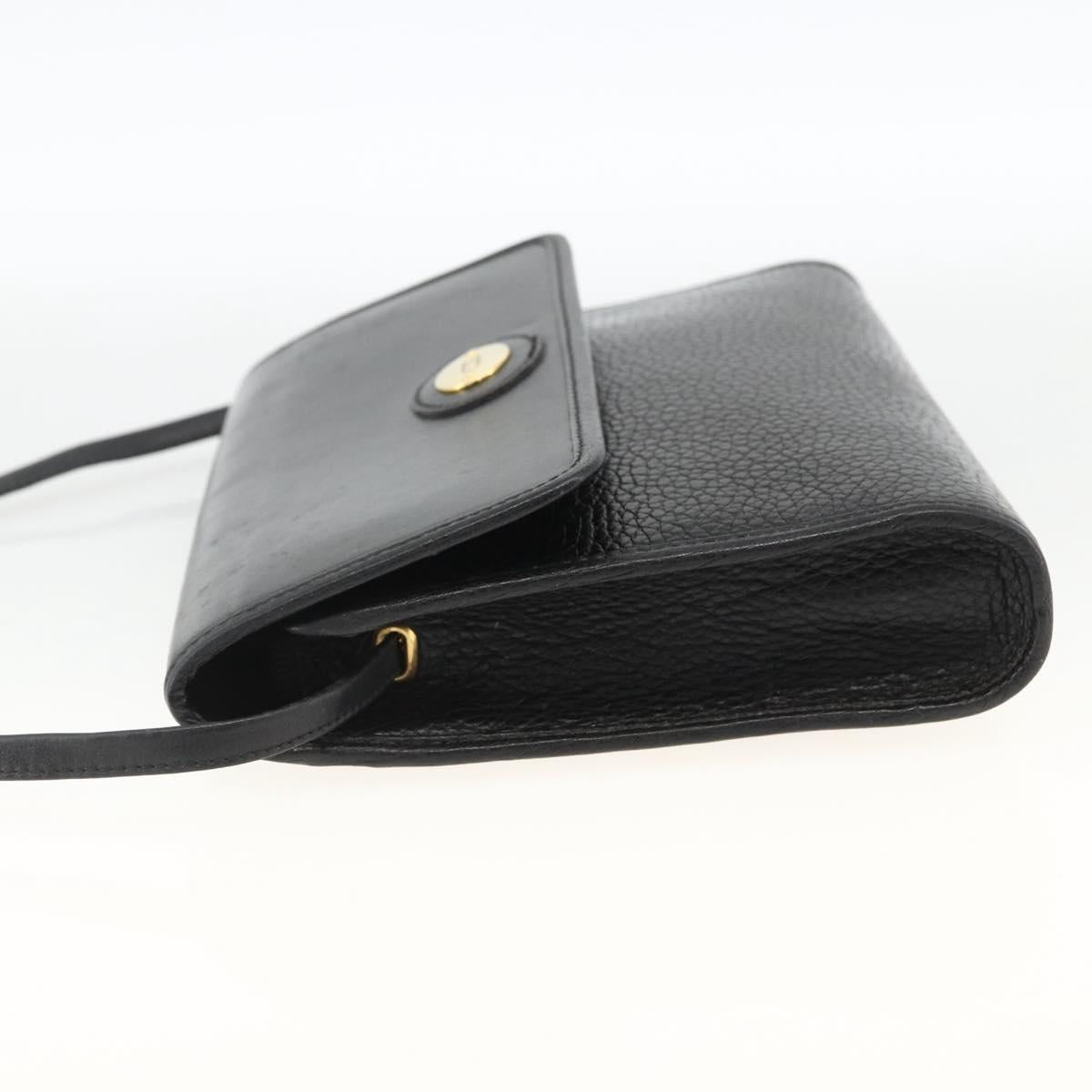 Christian Dior Shoulder Bag Leather Black Gold Auth 174078