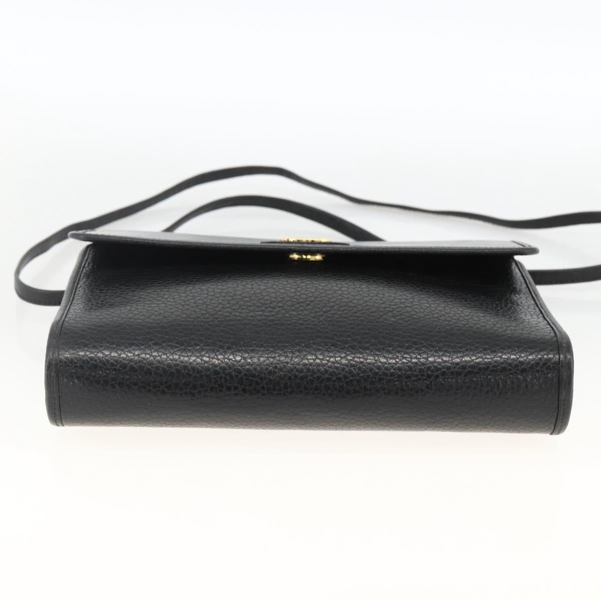 Christian Dior Shoulder Bag Leather Black Gold Auth 174078