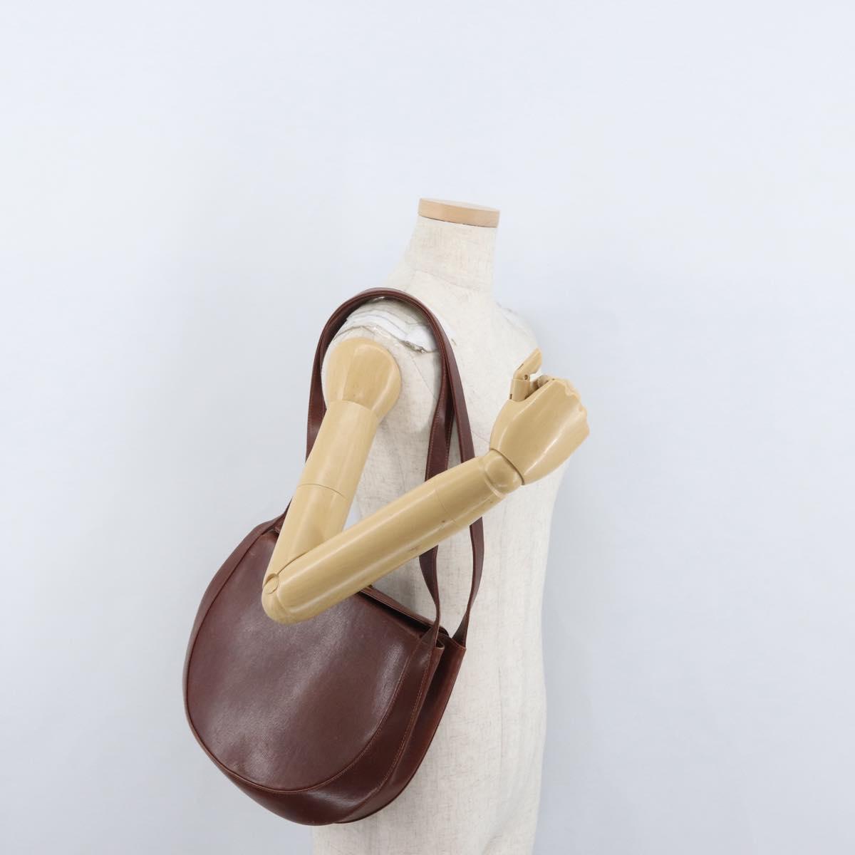 Salvatore Ferragamo Shoulder Bag Leather Brown Gold Auth 174085A