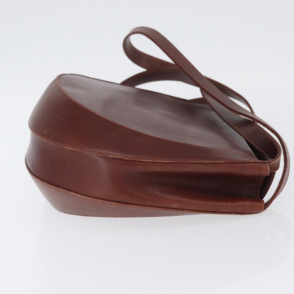 Salvatore Ferragamo Shoulder Bag Leather Brown Gold Auth 174085A