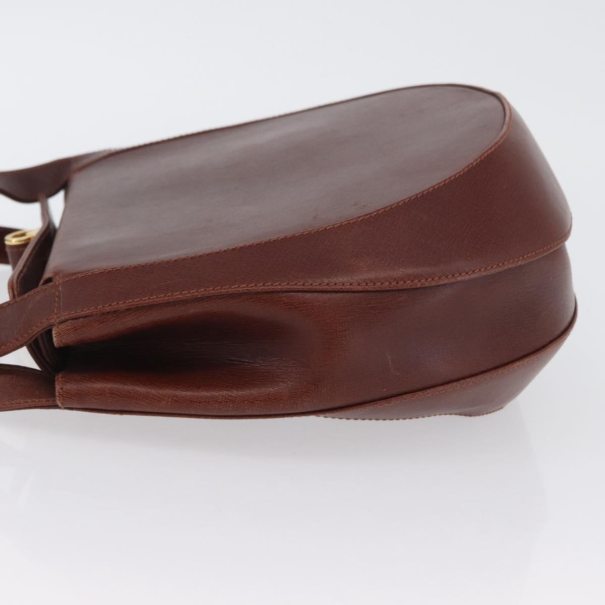 Salvatore Ferragamo Shoulder Bag Leather Brown Gold Auth 174085A