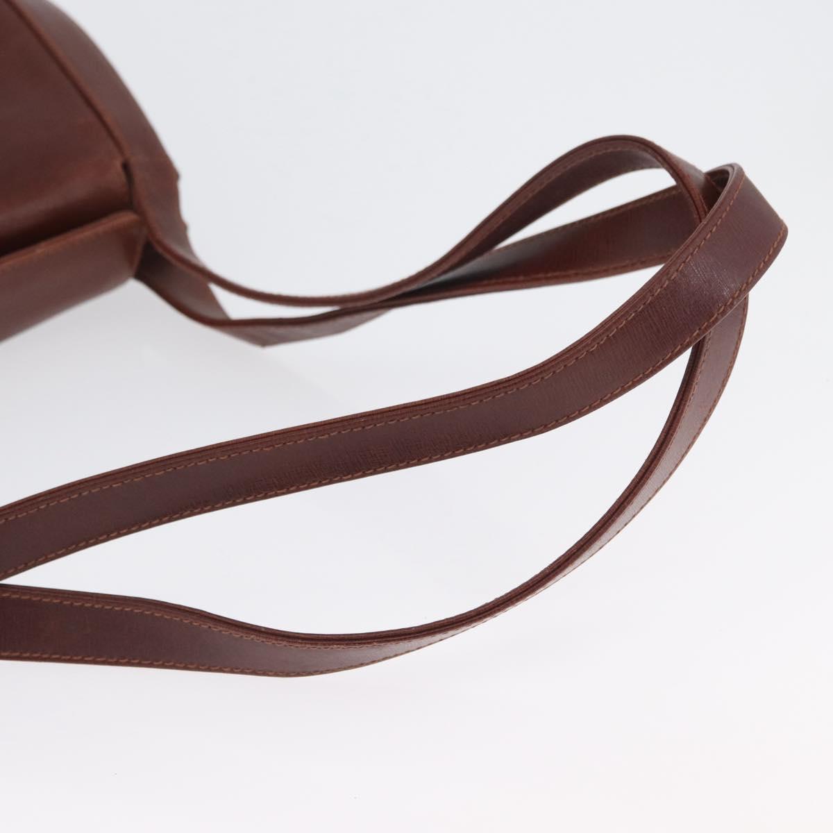 Salvatore Ferragamo Shoulder Bag Leather Brown Gold Auth 174085A