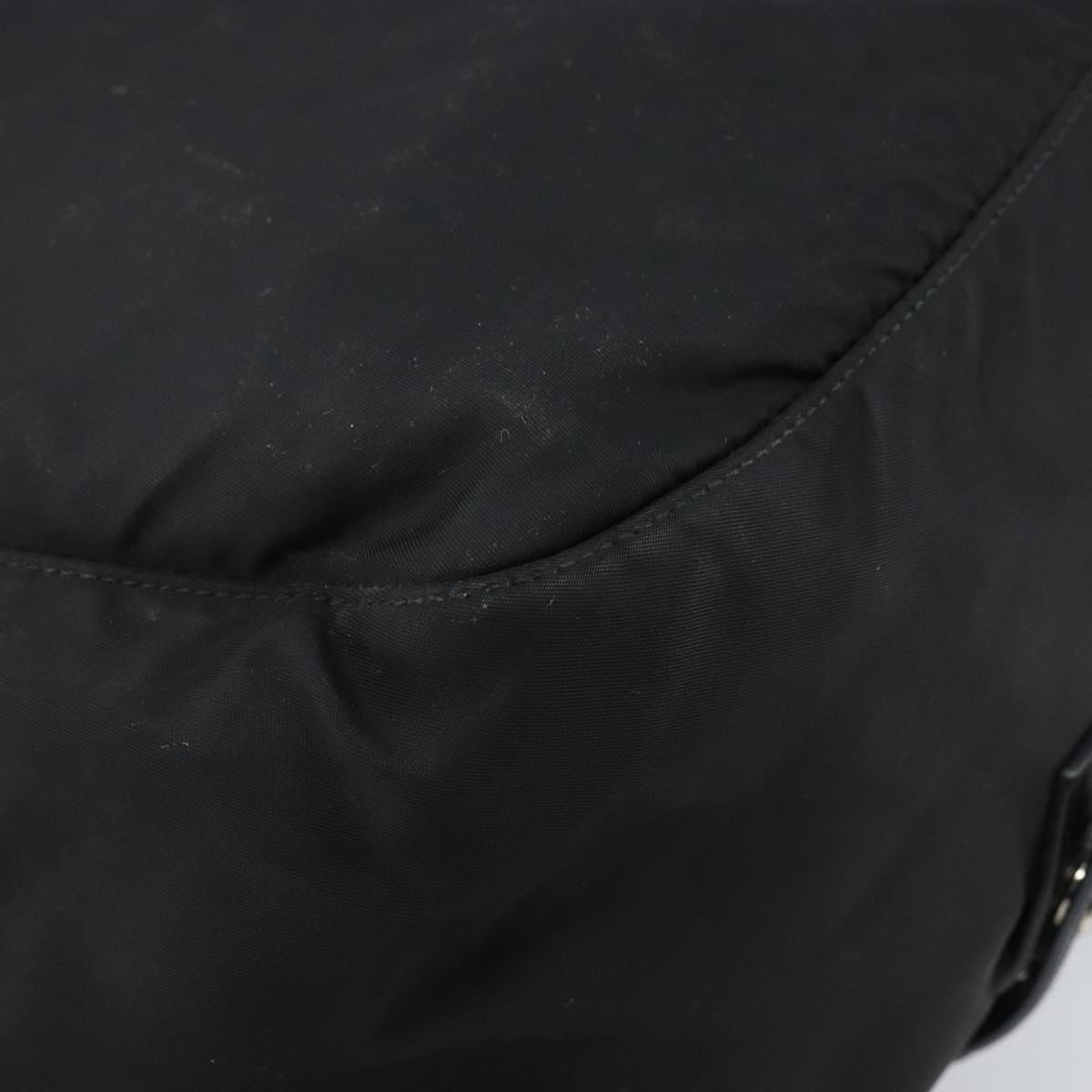 PRADA Shoulder Bag Nylon Black Silver Auth 174087