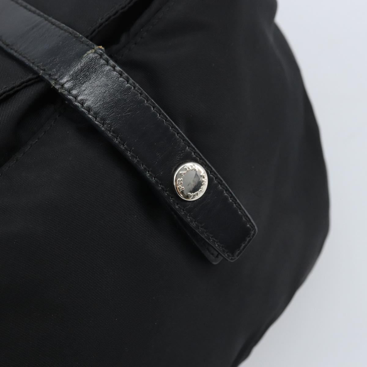 PRADA Shoulder Bag Nylon Black Silver Auth 174087