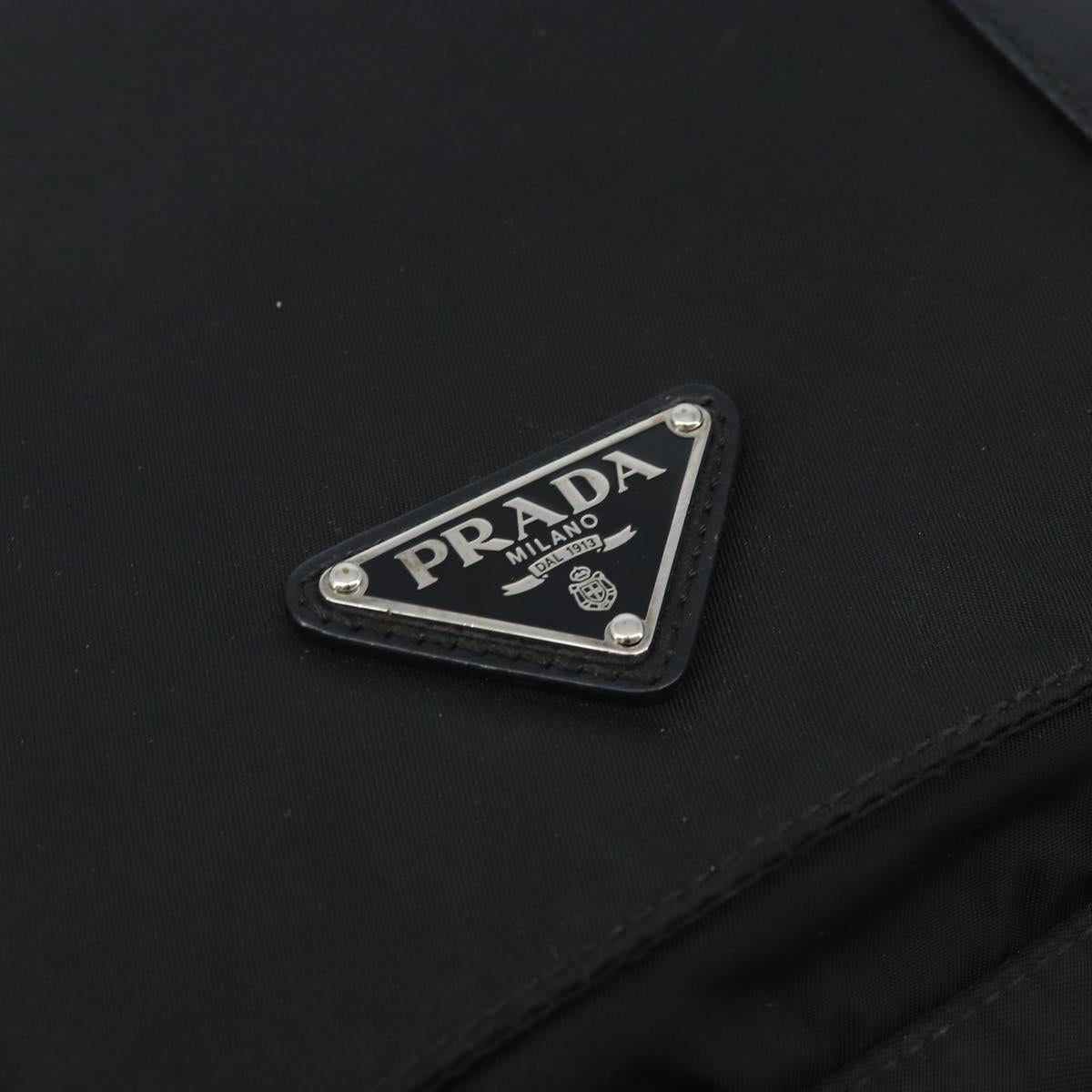 PRADA Shoulder Bag Nylon Black Silver Auth 174087