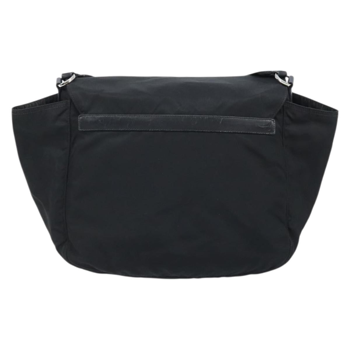 PRADA Shoulder Bag Nylon Black Silver Auth 174087