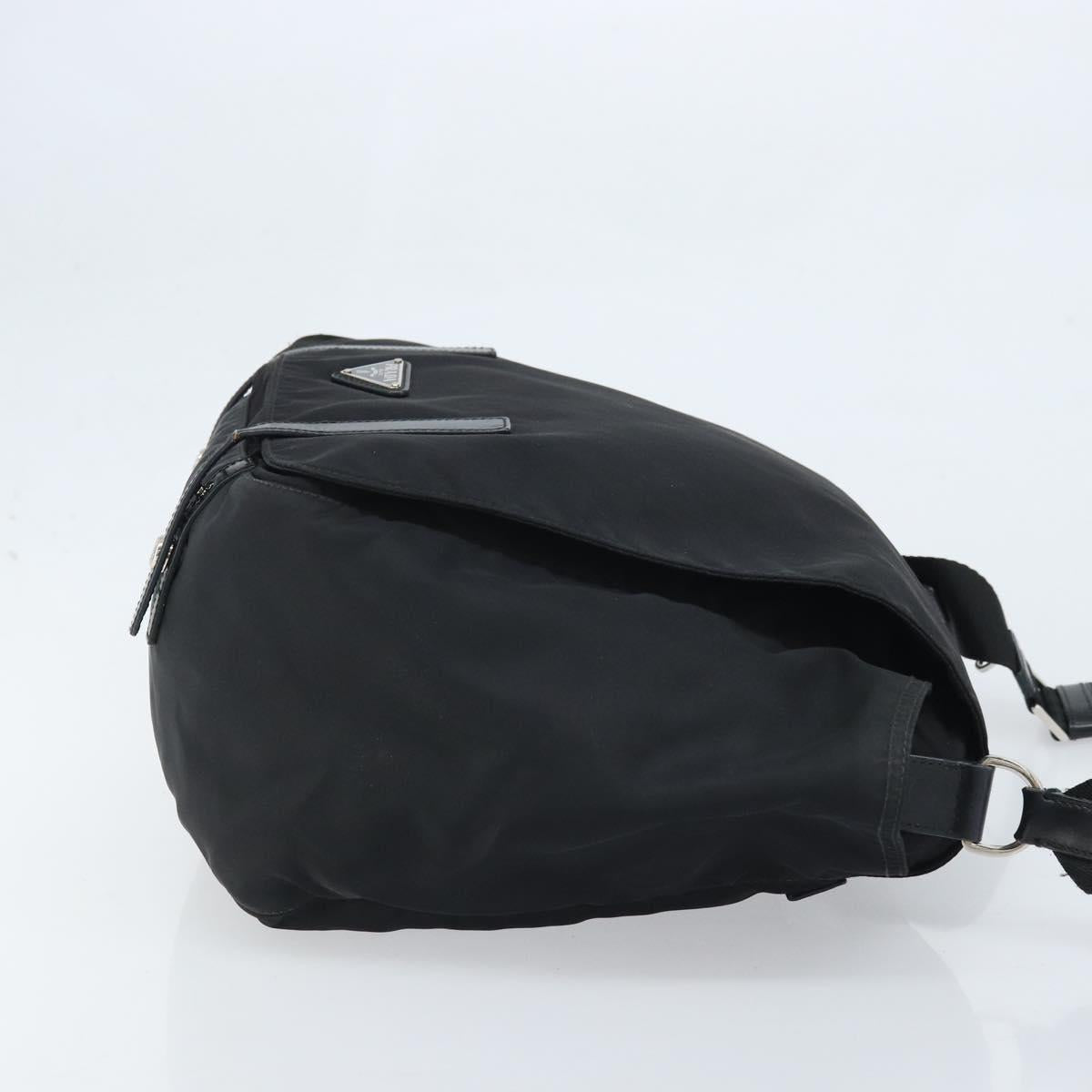 PRADA Shoulder Bag Nylon Black Silver Auth 174087