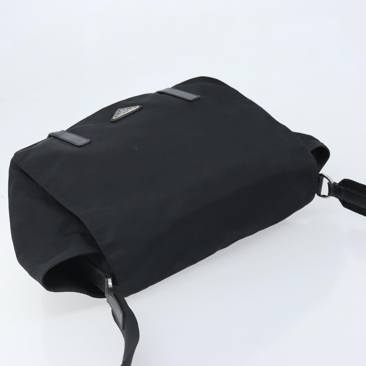 PRADA Shoulder Bag Nylon Black Silver Auth 174087
