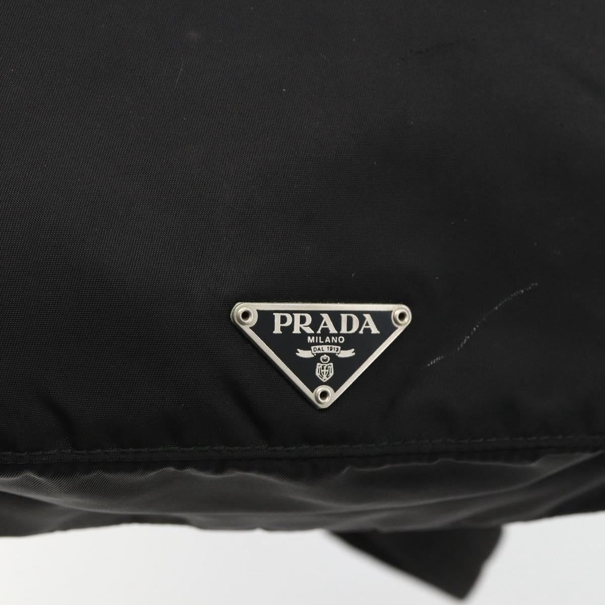 PRADA Shoulder Bag Nylon Black Silver Auth 174089A