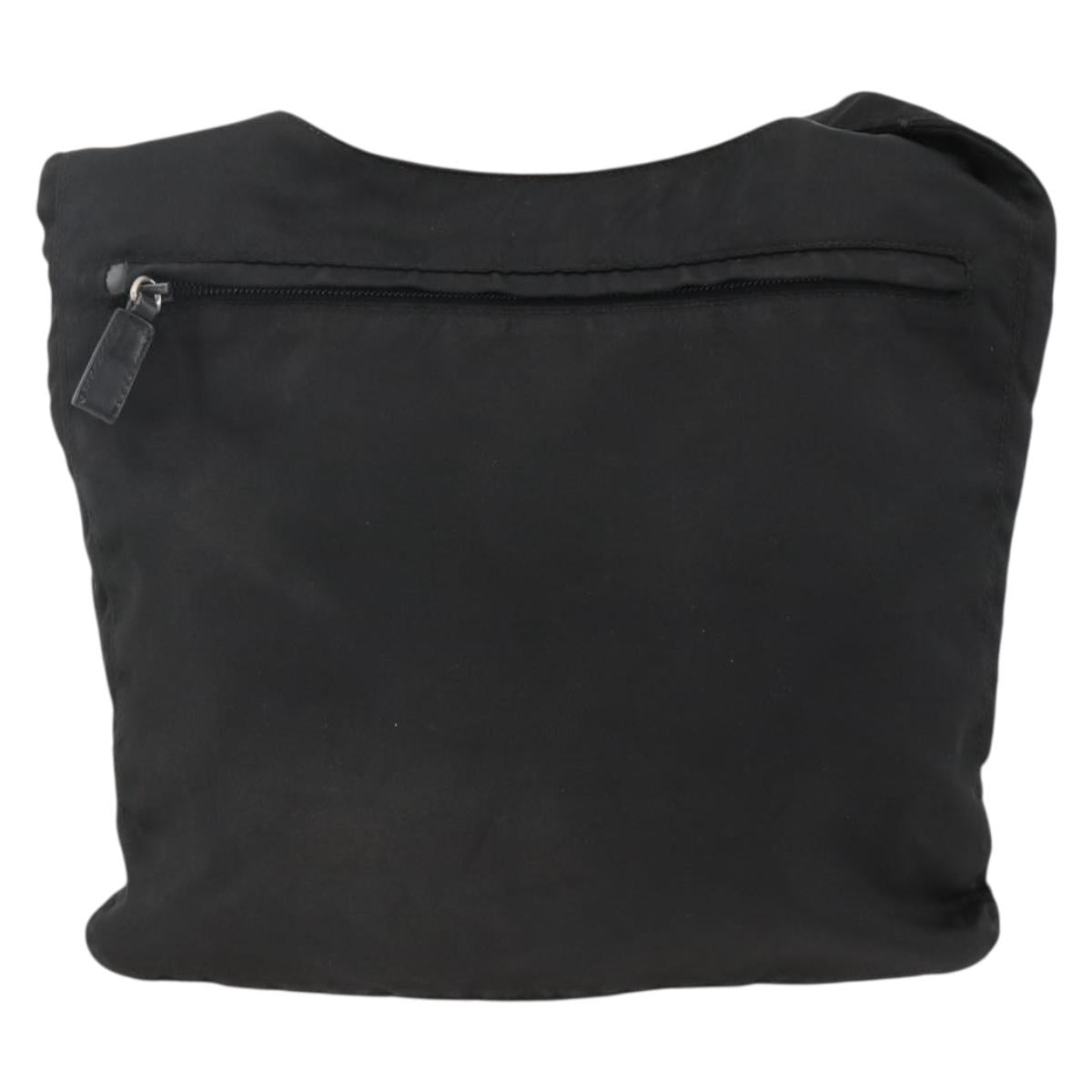 PRADA Shoulder Bag Nylon Black Silver Auth 174089A