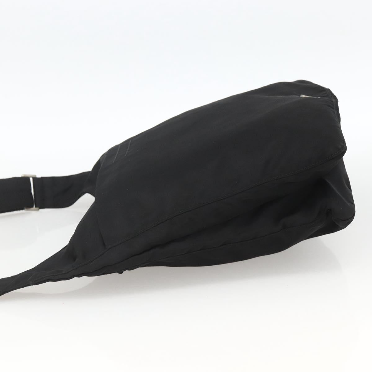 PRADA Shoulder Bag Nylon Black Silver Auth 174089A