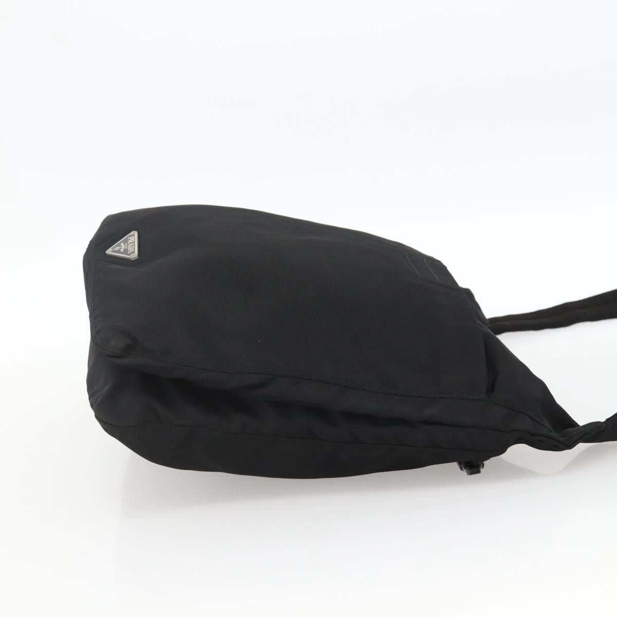 PRADA Shoulder Bag Nylon Black Silver Auth 174089A