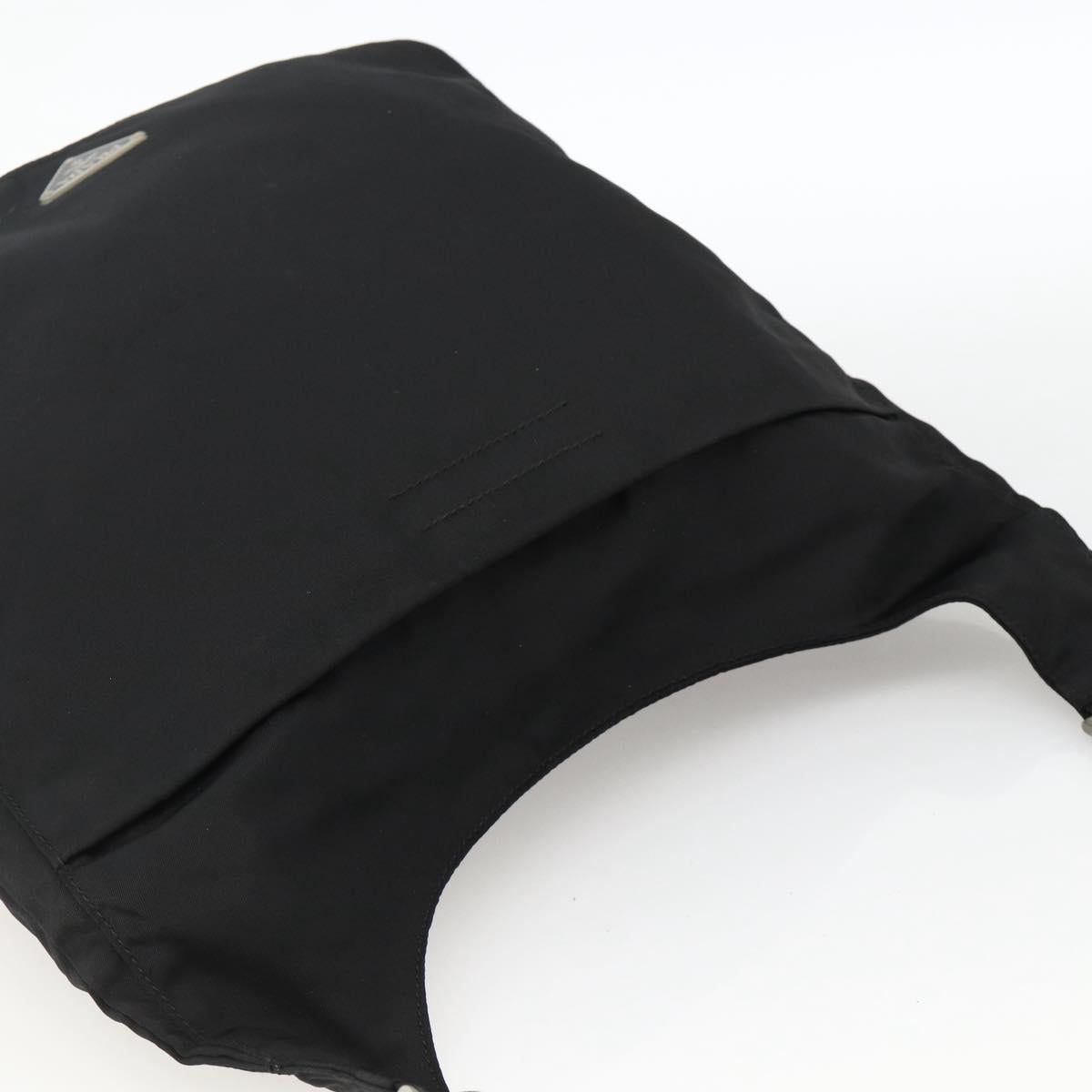 PRADA Shoulder Bag Nylon Black Silver Auth 174089A