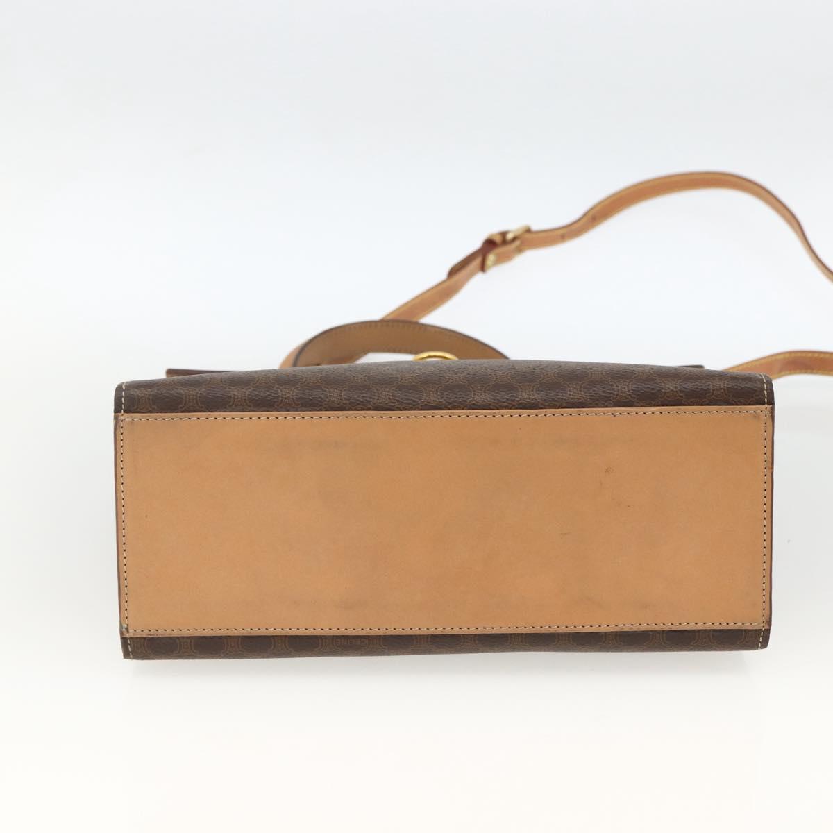 CELINE Macadam Canvas Hand Bag PVC Leather Brown Gold Auth 174092A