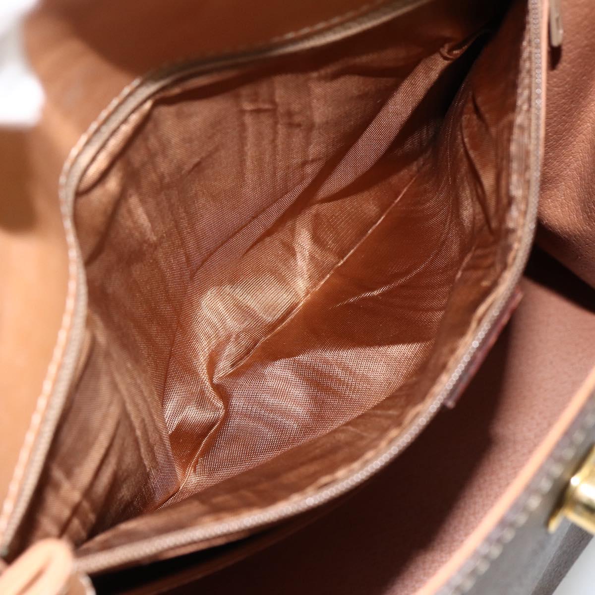 CELINE Macadam Canvas Hand Bag PVC Leather Brown Gold Auth 174092A