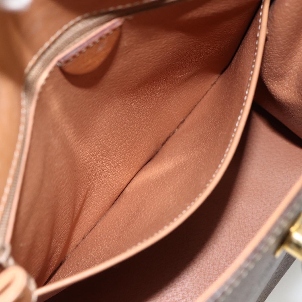 CELINE Macadam Canvas Hand Bag PVC Leather Brown Gold Auth 174092A