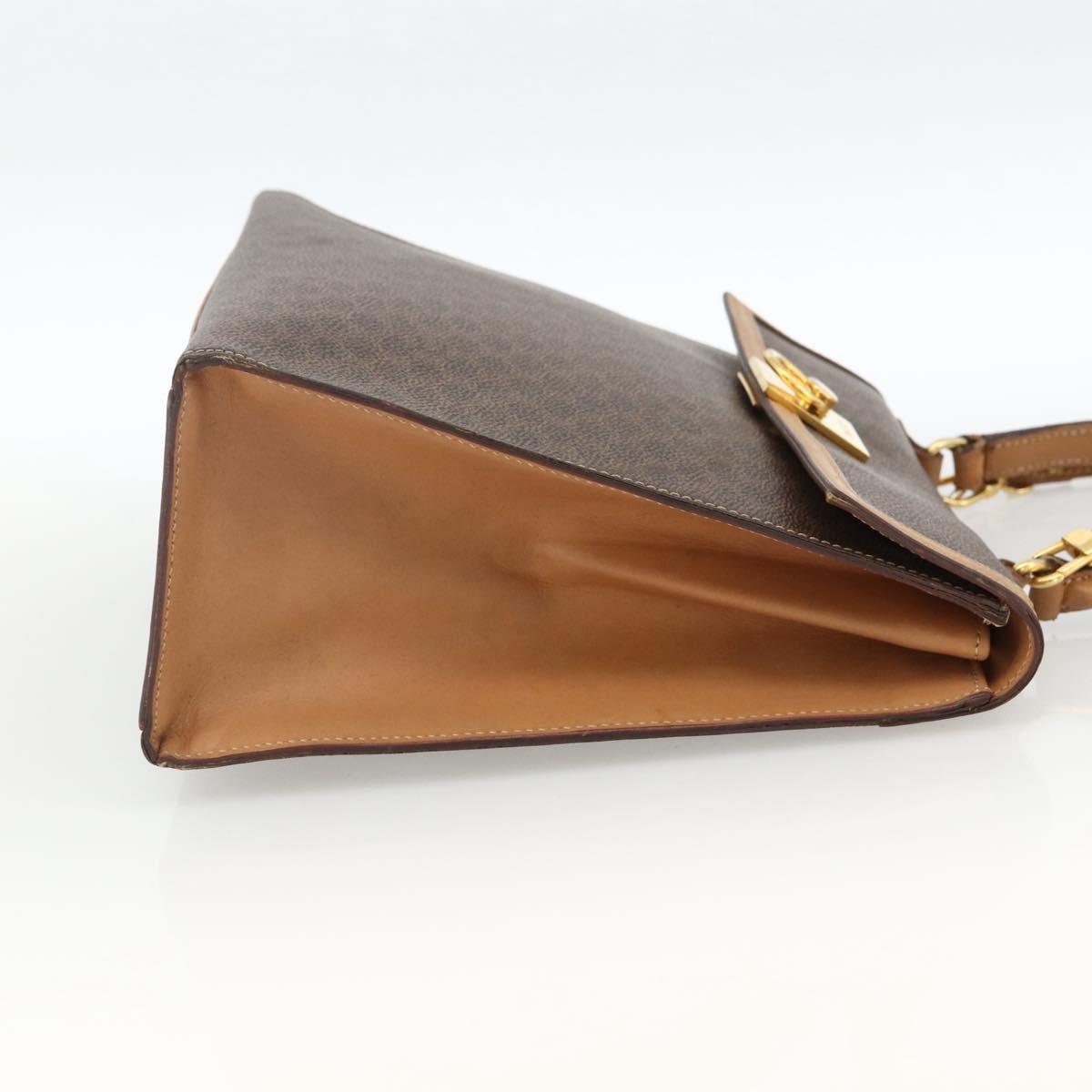 CELINE Macadam Canvas Hand Bag PVC Leather Brown Gold Auth 174092A