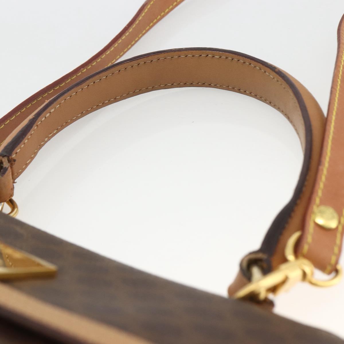 CELINE Macadam Canvas Hand Bag PVC Leather Brown Gold Auth 174092A