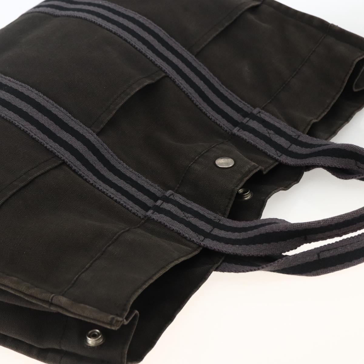 HERMES Fourre Tout MM Tote Bag Canvas Black Auth 174096