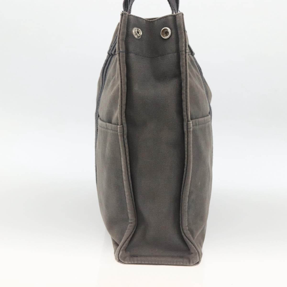 HERMES Fourre Tout MM Tote Bag Canvas Gray Auth 174097