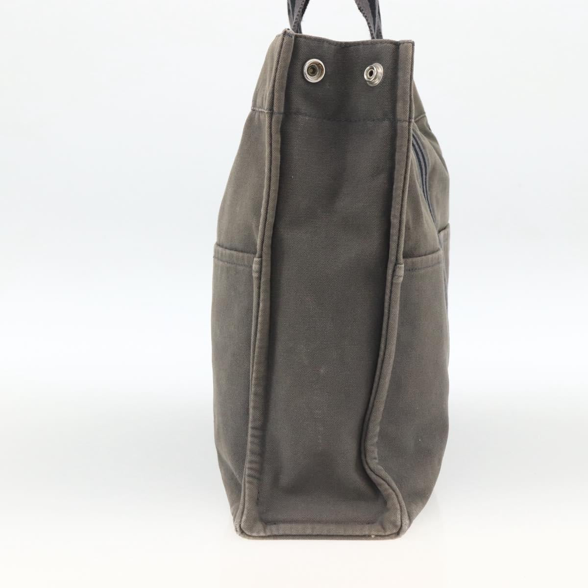 HERMES Fourre Tout MM Tote Bag Canvas Gray Auth 174097
