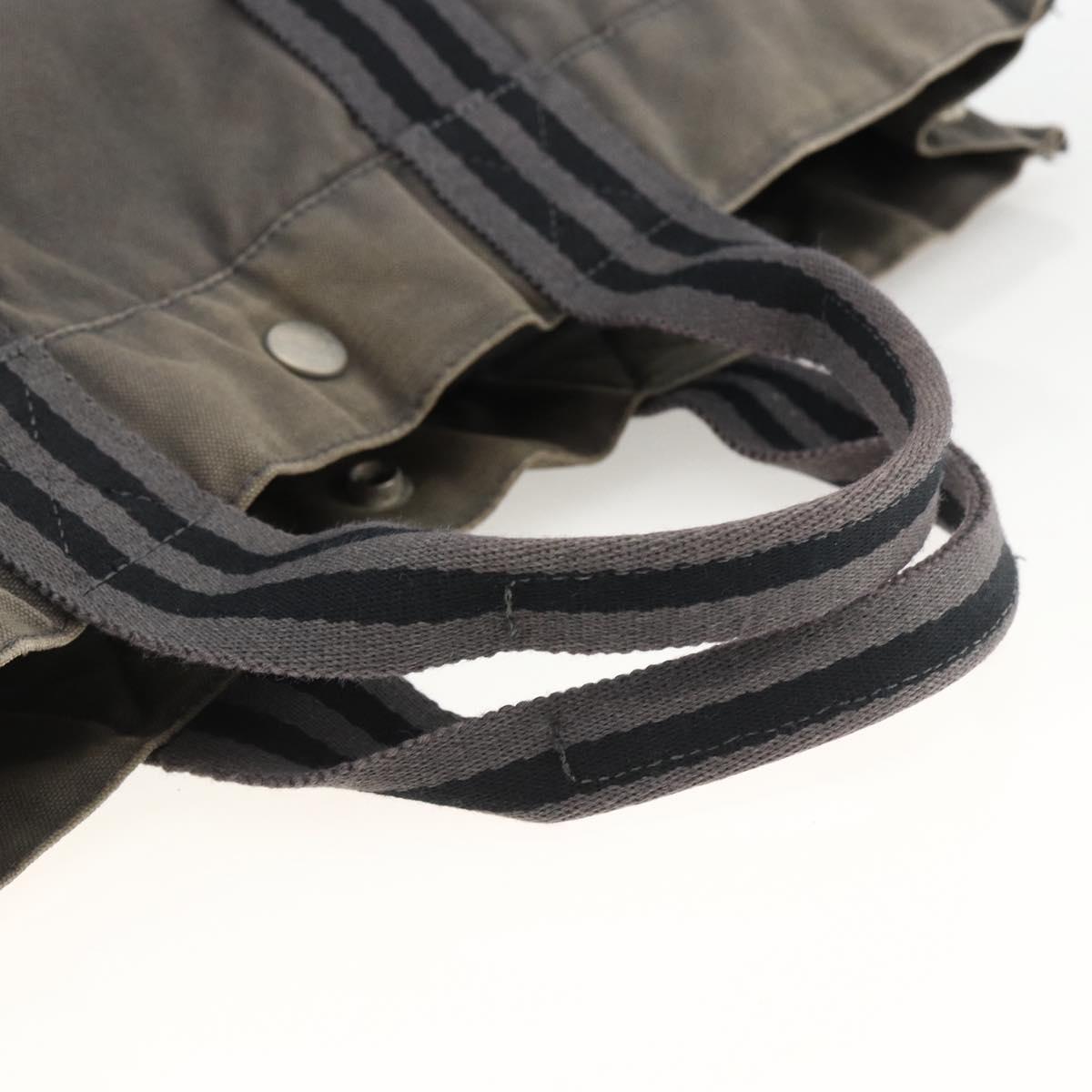 HERMES Fourre Tout MM Tote Bag Canvas Gray Auth 174097