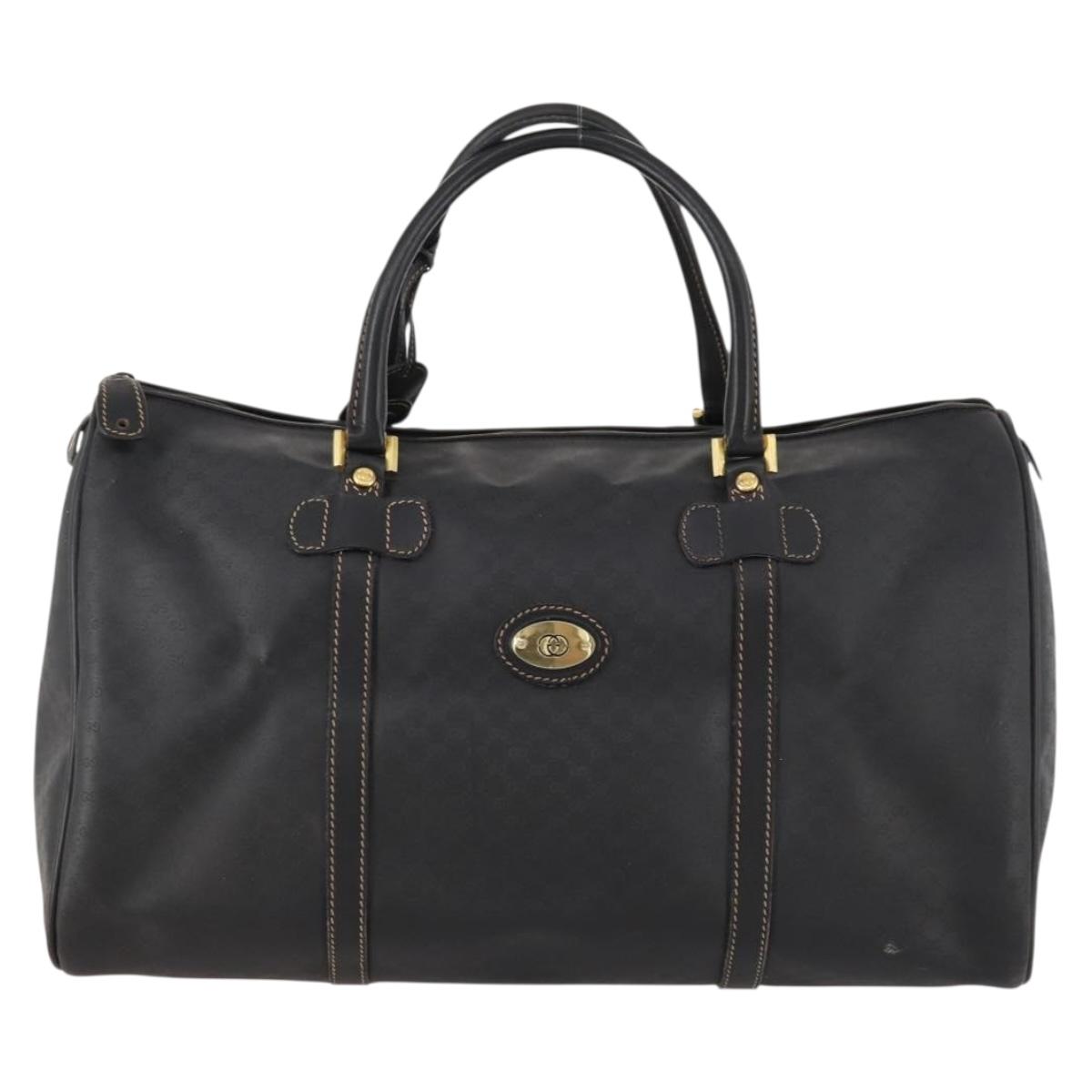 GUCCI Micro GG Canvas Boston Bag Black Gold Auth 174104